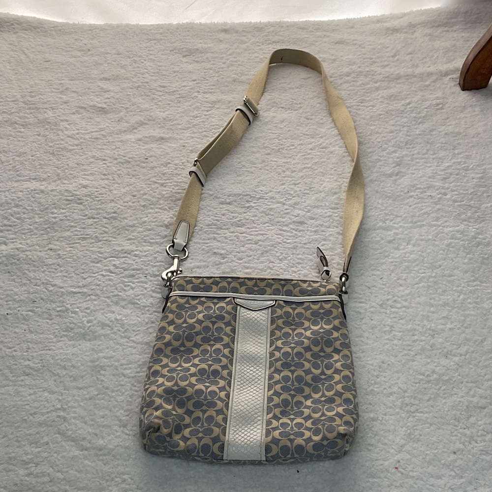 Coach Gray and Cream Crossbody Bag
